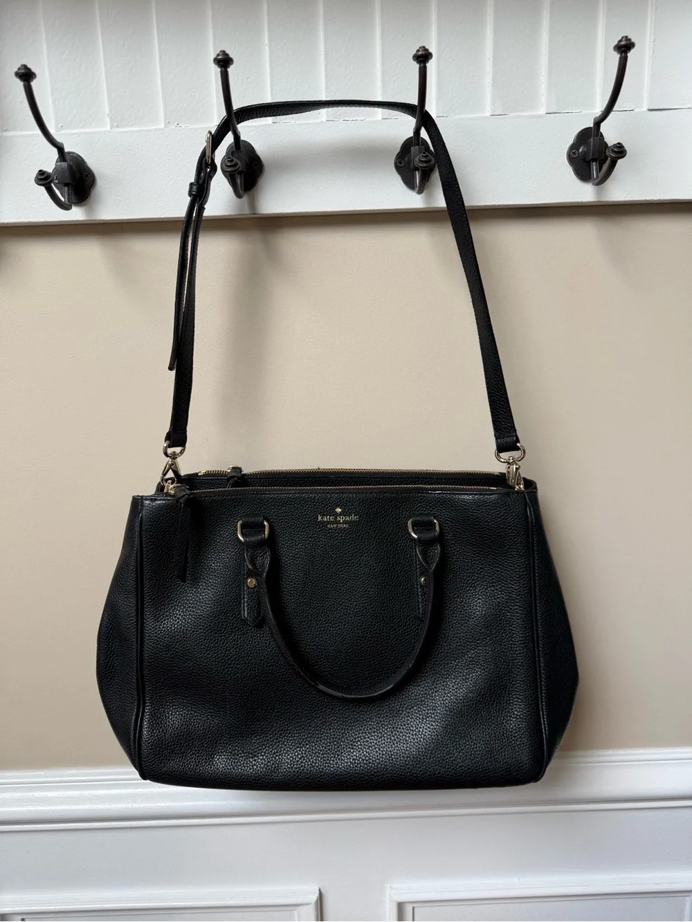 kate spade Black Pebbled Leather Shoulder Satchel